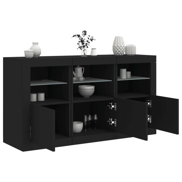 vidaXL Sideboard Black Engineered wood, Glass Medium Sideboard