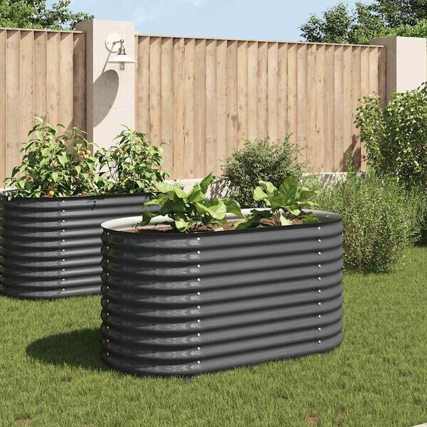 vidaXL Garden Raised Bed Grey Galvanized Steel 63 x 31.5 x 31.9 in