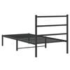 vidaXL Bed Frame Black Powder-Coated Steel Twin Modern Bed Frame
