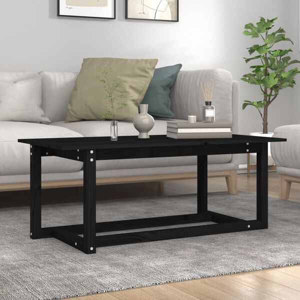 vidaXL Coffee Table Black Solid pine wood Durable Coffee Table