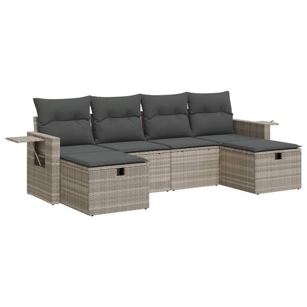 vidaXL Garden Sofa Set Light grey, Dark grey PE rattan 6 Piece Modular