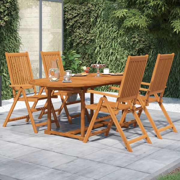 vidaXL Garden Dining Set Natural Wood Solid Acacia Wood 5 Piece Set