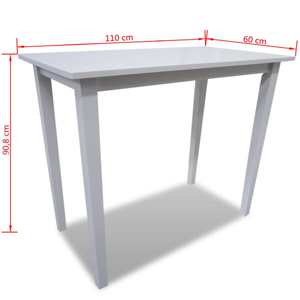 vidaXL Bar Table White Rubberwood legs 43.3 in L x 23.6 in W x 35.7 in H