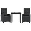 vidaXL 5 Piece Patio Dining Set with Cushions Black Poly Rattan