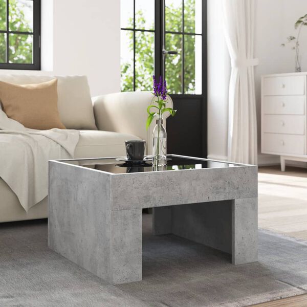 vidaXL Coffee Table Concrete Grey Engineered Wood and Glass Compact