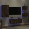 vidaXL TV Wall Unit Smoked Oak Engineered Wood 5 Piece Set