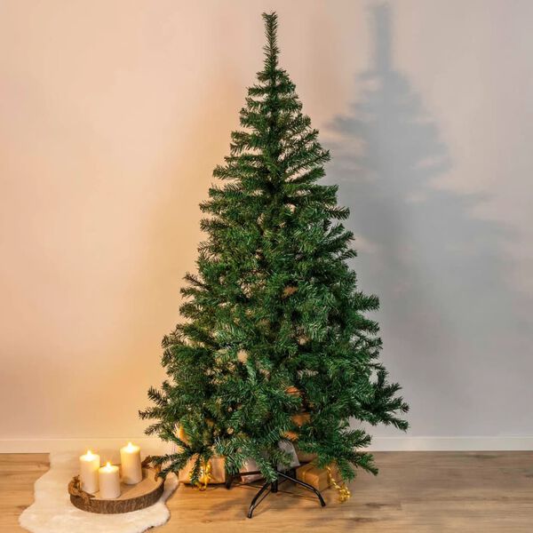 HI Artificial Christmas Tree Green PVC and Metal 70.9 in Collapsible
