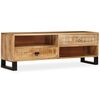 vidaXL TV Cabinet Natural Mango Wood Solid Mango Wood and Steel Medium