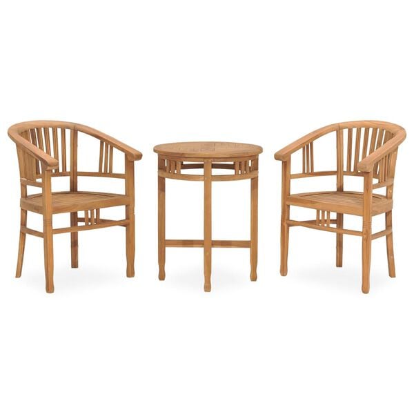 vidaXL 3 Piece Patio Dining Set Solid Teak Wood