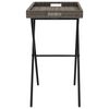 vidaXL Folding Tray Table Grey Flat PE rattan, powder-coated steel, PC board