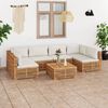 vidaXL 7 Piece Patio Lounge Set with Cream Cushion Solid Teak Wood