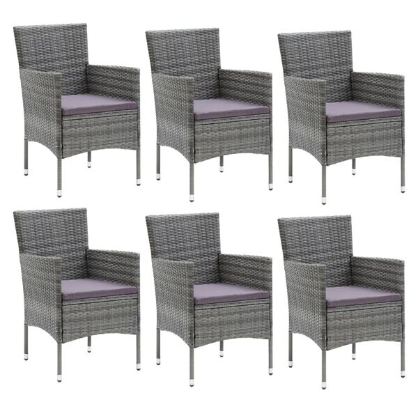 vidaXL Dining Set Grey PE Rattan 7-piece Durable Dining Set