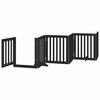 vidaXL Dog Gate Set of 12 Black Solid Poplar Wood Foldable Dog Gate