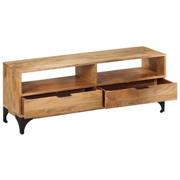 vidaXL TV Stand Natural Mango Mango wood and steel 47.2 in TV Stand