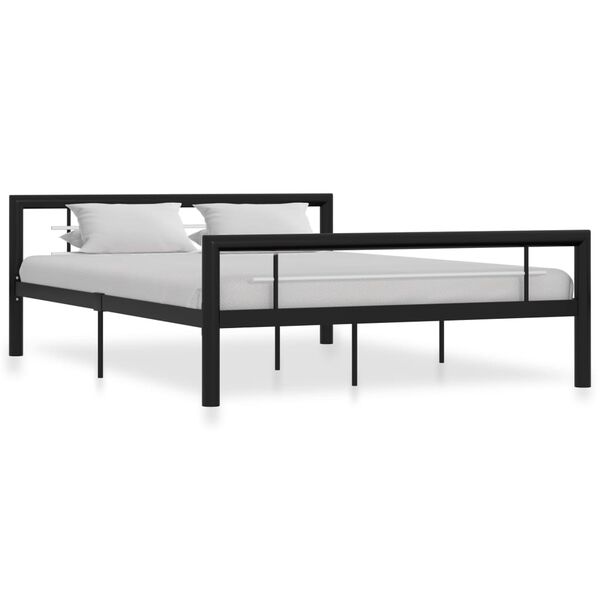 vidaXL Bed Frame Black and White Metal 47.2 x 78.7 in Durable