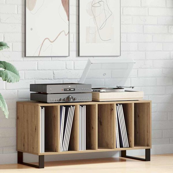 vidaXL Record Cabinet with Shelf Artisan oak 39.37 x 14.96 x 18.90 in