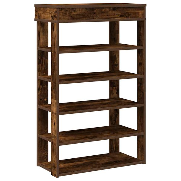 vidaXL Shoe Rack Smoked Oak Engineered Wood 23.6 x 11.8 x 38.6 in