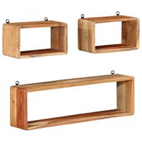vidaXL 3 Piece Wall Cube Shelf Set Solid Acacia Wood