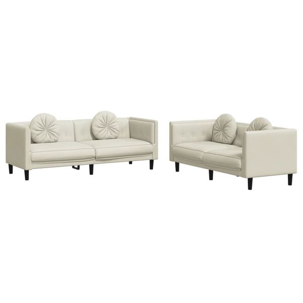 vidaXL Sofa Set Cream Velvet Large Modern Sofa Set Rectangular