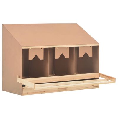 vidaXL Chicken Laying Nest 3 Compartments 36.6"x15.7"x25.6" Solid Pine Wood