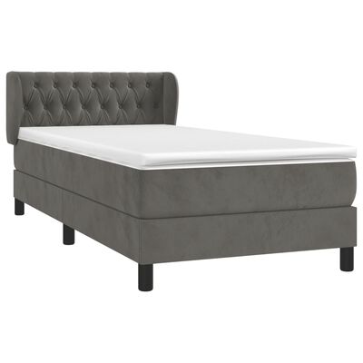 vidaXL Box Spring Bed with Mattress Dark Gray Twin Velvet