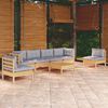 vidaXL Garden Lounge Set Grey Solid pine wood, fabric (100% polyester)