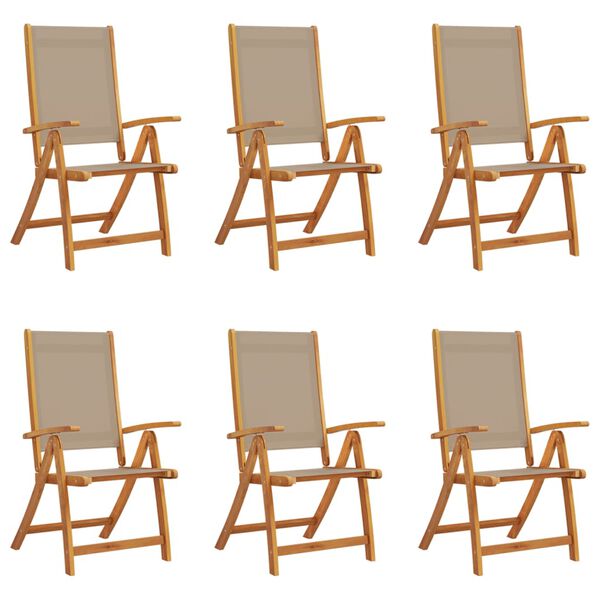 vidaXL Folding Garden Chair Set of 6 Taupe