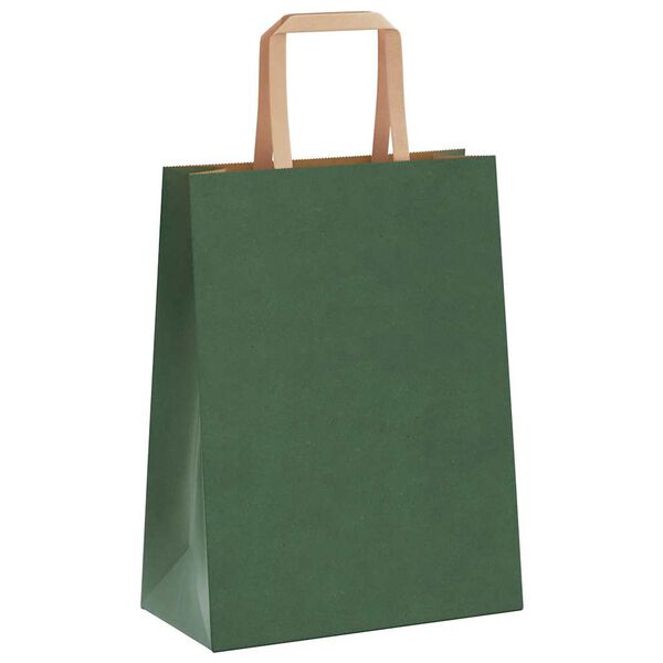 vidaXL Paper Bags 50 pcs with Handles Green 21x11x28 cm