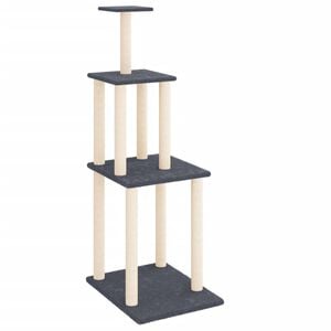 vidaXL Cat Tree Dark grey Engineered wood, plush, sisal 58.7 in tall