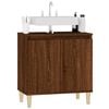 vidaXL Sink Cabinet Brown Oak Engineered Wood, Solid Eucalyptus Wood