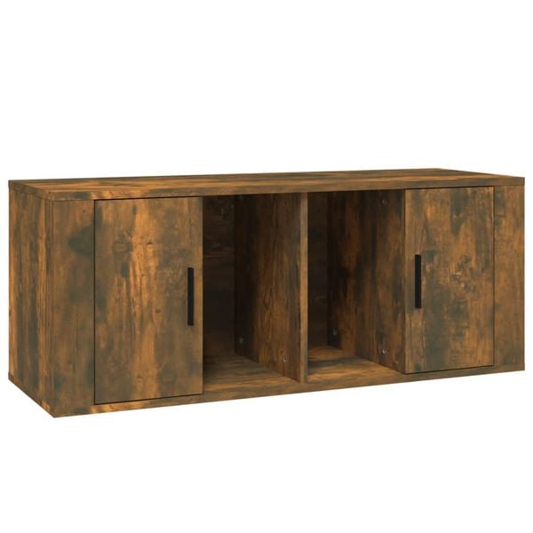 vidaXL TV Cabinet Smoked oak Engineered Wood 39.4 in × 13.8 in × 15.7 in