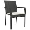 vidaXL Garden Chair Set of 4 Black frame, Cream white cushion PE rattan