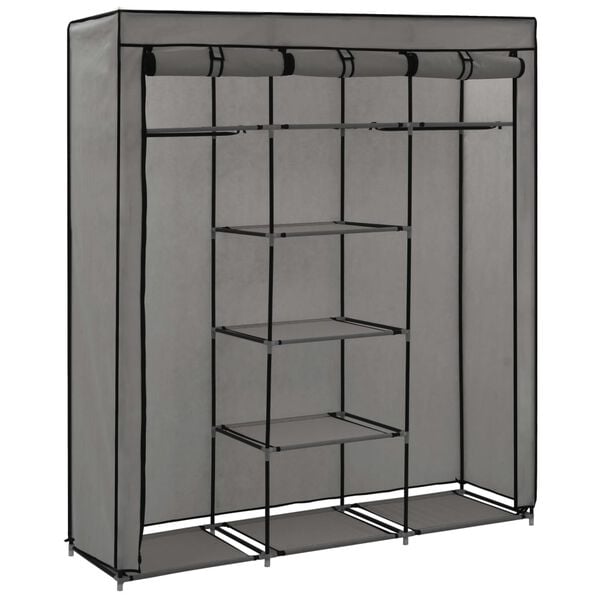 vidaXL Wardrobe Grey Non-woven fabric Medium Collapsible Wardrobe