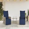vidaXL Reclining Patio Chairs 2 pcs with Cushions Gray Poly Rattan