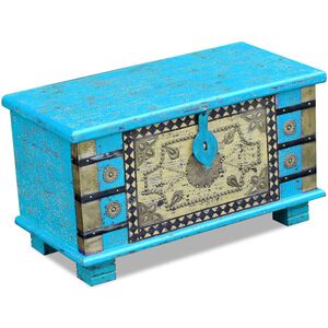 vidaXL Storage Chest Blue Mango wood 31.5 in x 15.7 in x 17.7 in