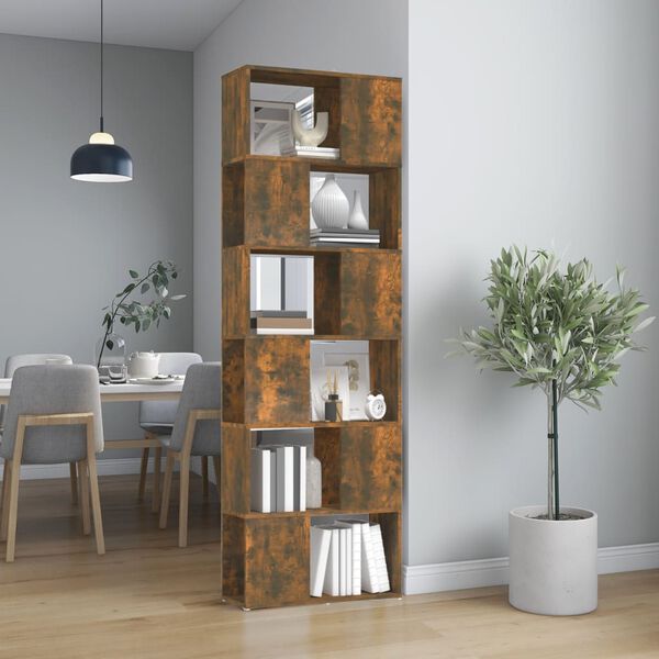 vidaXL Book Cabinet Smoked oak Engineered wood Large Book Cabinet
