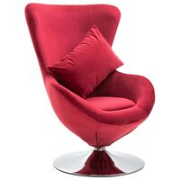 vidaXL Swivel Egg Chair with Cushion Red Velvet