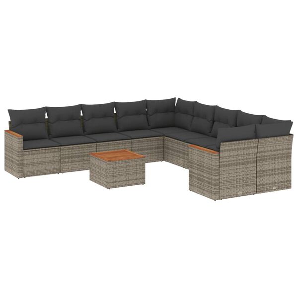 vidaXL Garden Sofa Set Grey PE rattan Large Modular Garden Sofa Set