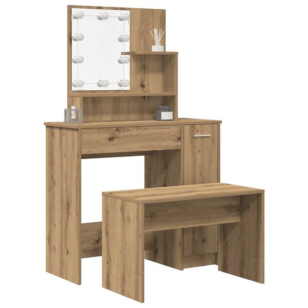 vidaXL Dressing Table Set Artisan oak Engineered wood Standard