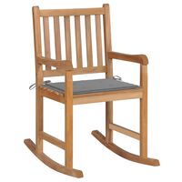 vidaXL Rocking Chair with Gray Cushion Solid Teak Wood