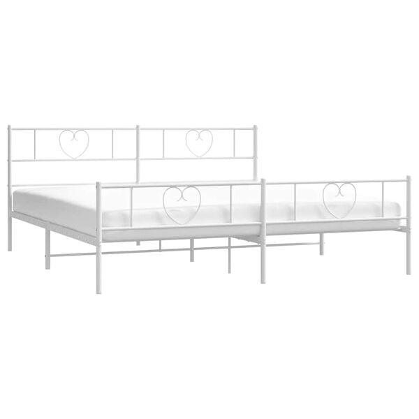 vidaXL Bed Frame White Steel Double Bed Bed Frame Rectangular Modern