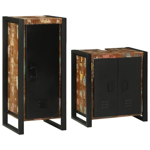 vidaXL Bathroom Furniture Set 2 pcs Multicolour Solid Reclaimed Wood