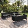 vidaXL 11 Piece Patio Lounge Set with Cushions Poly Rattan Black