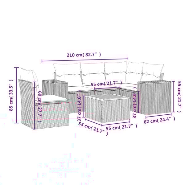 vidaXL Garden Sofa Set Black