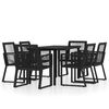 vidaXL 7 Piece Patio Dining Set Black