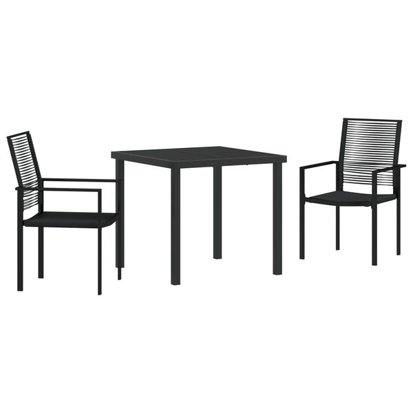 vidaXL Garden Dining Set 3 pcs Black PVC rattan