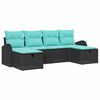 vidaXL Garden Sofa Set with Cushion 6 pcs Black Poly Rattan