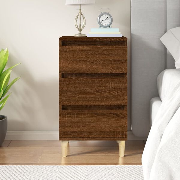 vidaXL Bedside Cabinet Brown oak Engineered wood Medium Bedside Cabinet