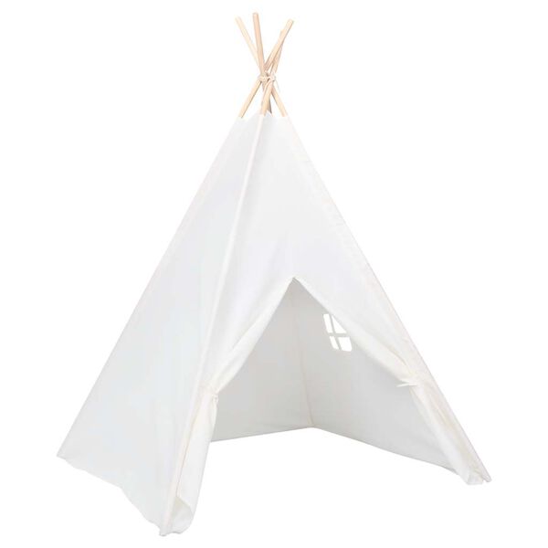 vidaXL Kids Tent White Peach Skin (100% polyester), Solid Pine Wood Large