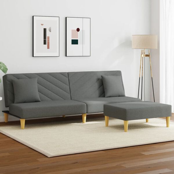 vidaXL Sofa Bed Dark Gray Polyester Standard